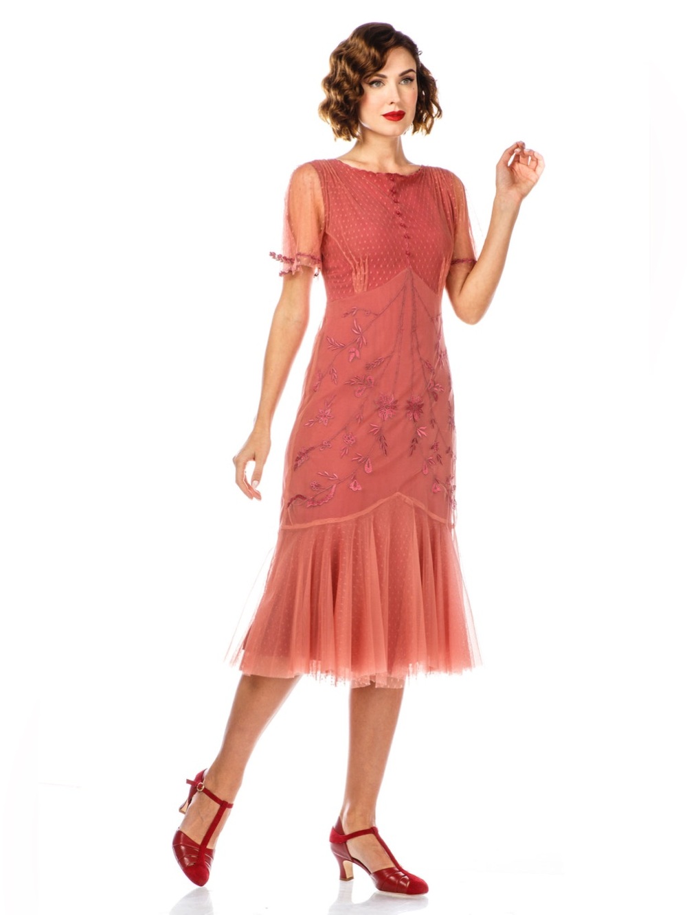 Nataya‎ Vintage Inspired Rose Dress 40834 Medium NWT